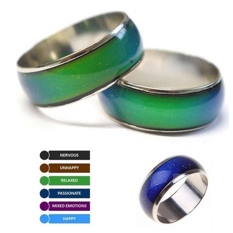 Anel do humor muda de cor emoção unissex Aço inox 4mm em Oferta na Shopee