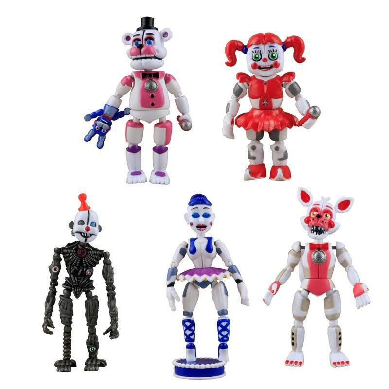 Spot 5 Peças FNAF Five Nights At Freddy's Baby Ballora Funtime Freddy Ennard Foxy Figuras De Ação Iluminar Jogo Brinquedos Miniatura Crianças