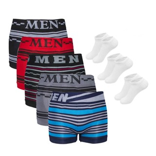 Kit 10 Cuecas Boxer Microfibra + 6 Pares de Meias M1