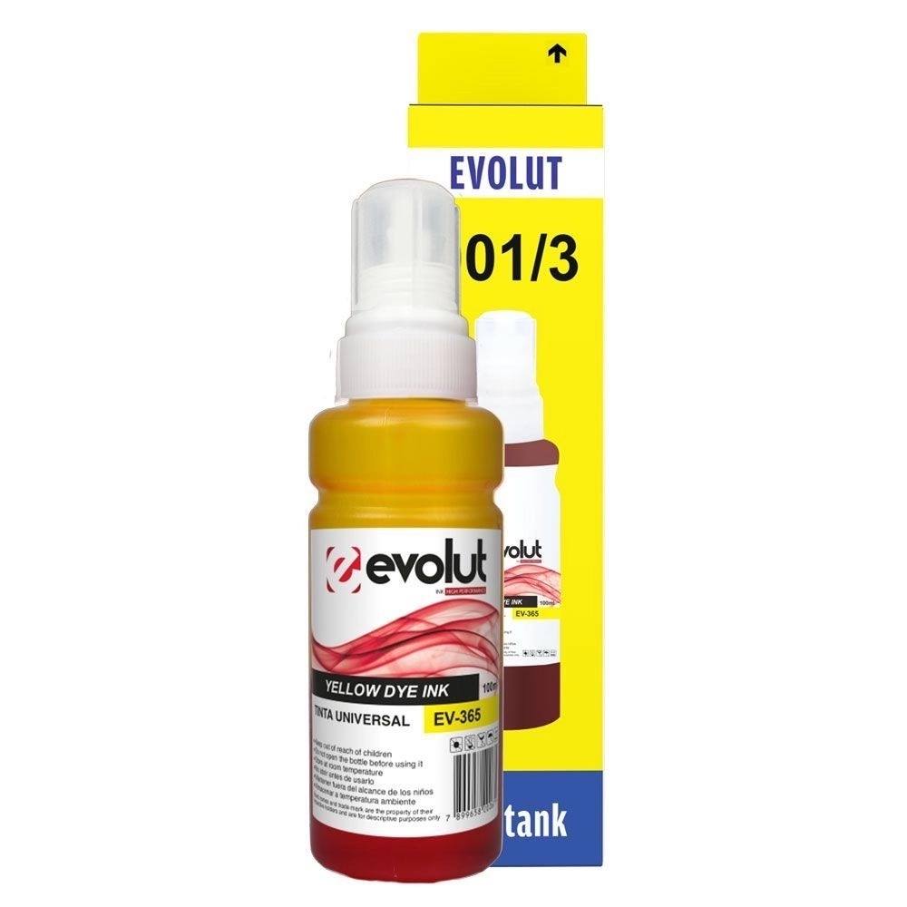 Tinta Compativel EV365 p/ uso Hp GT51 GT52 100ml Amarelo