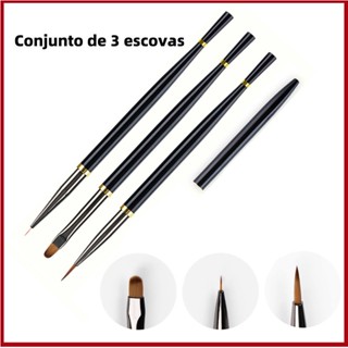 Kit 3 Pincéis Ultra Fino Decoração Manicure Unhas Nail Art Escova De Unha Caneta pincel de unha