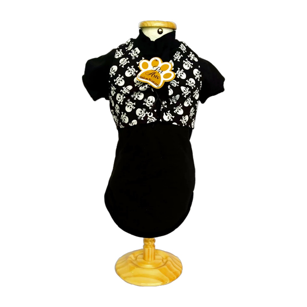 Roupa pet Roupinha Cachorro Camisa Pet Smith caveira mexicana preta macabra terror bruxas