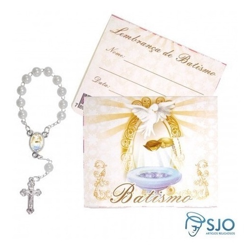 Kit Cartões com Mini Terço de Batismo