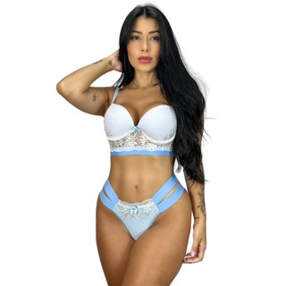 Conjunto Lingerie Calcinha Sutiã Com Bojo Sustentação Estili Feminino Adulto