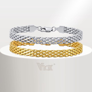 Vnox Pulseira Fashionable Aço Inoxidável Para Homens , De Malha Combina Com Tudo Ouro Luxuosa Mulheres