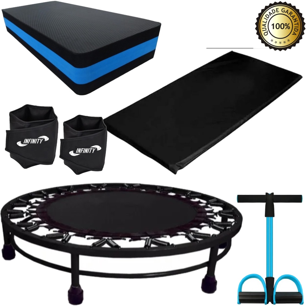 Kit Aeróbico/Queima Gordura -  Mini Jump + colchonete + Extensor + Step + Caneleira 4 KG