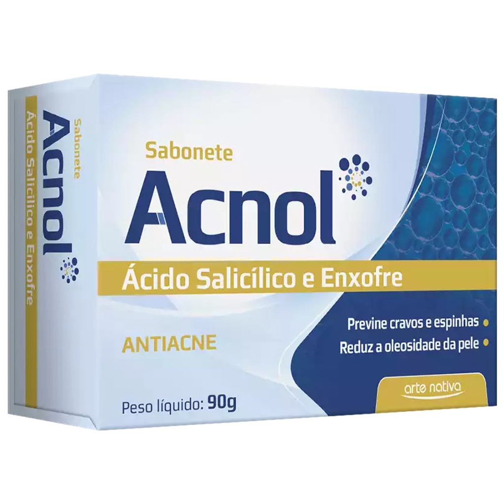 Sabonete Acnol Arte Nativa Antiacne em Barra para Cravos e Espinhas com Enxofre e Ácido Salicílico – 90g