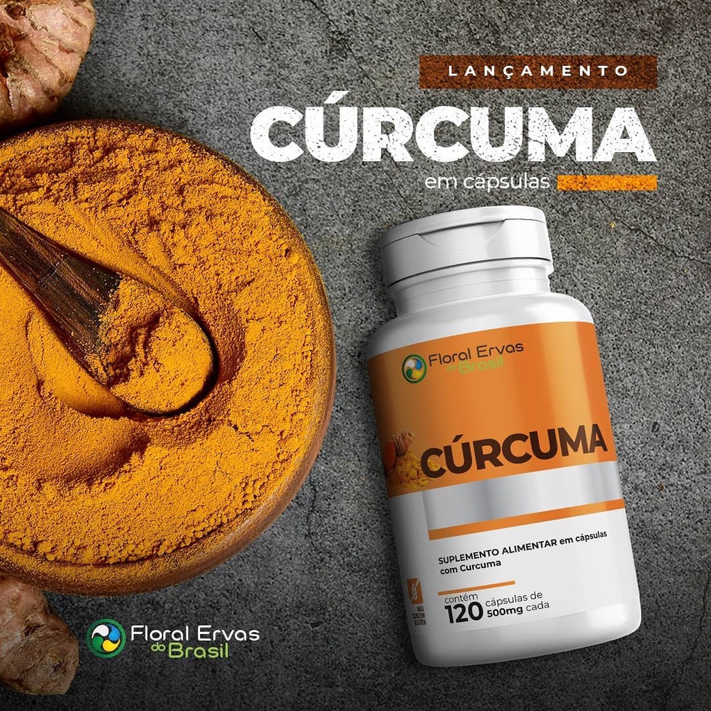 Cúrcuma 500 mg 120 Cápsulas Curcuma Original Açafrão Tumérico Açafrão Índia