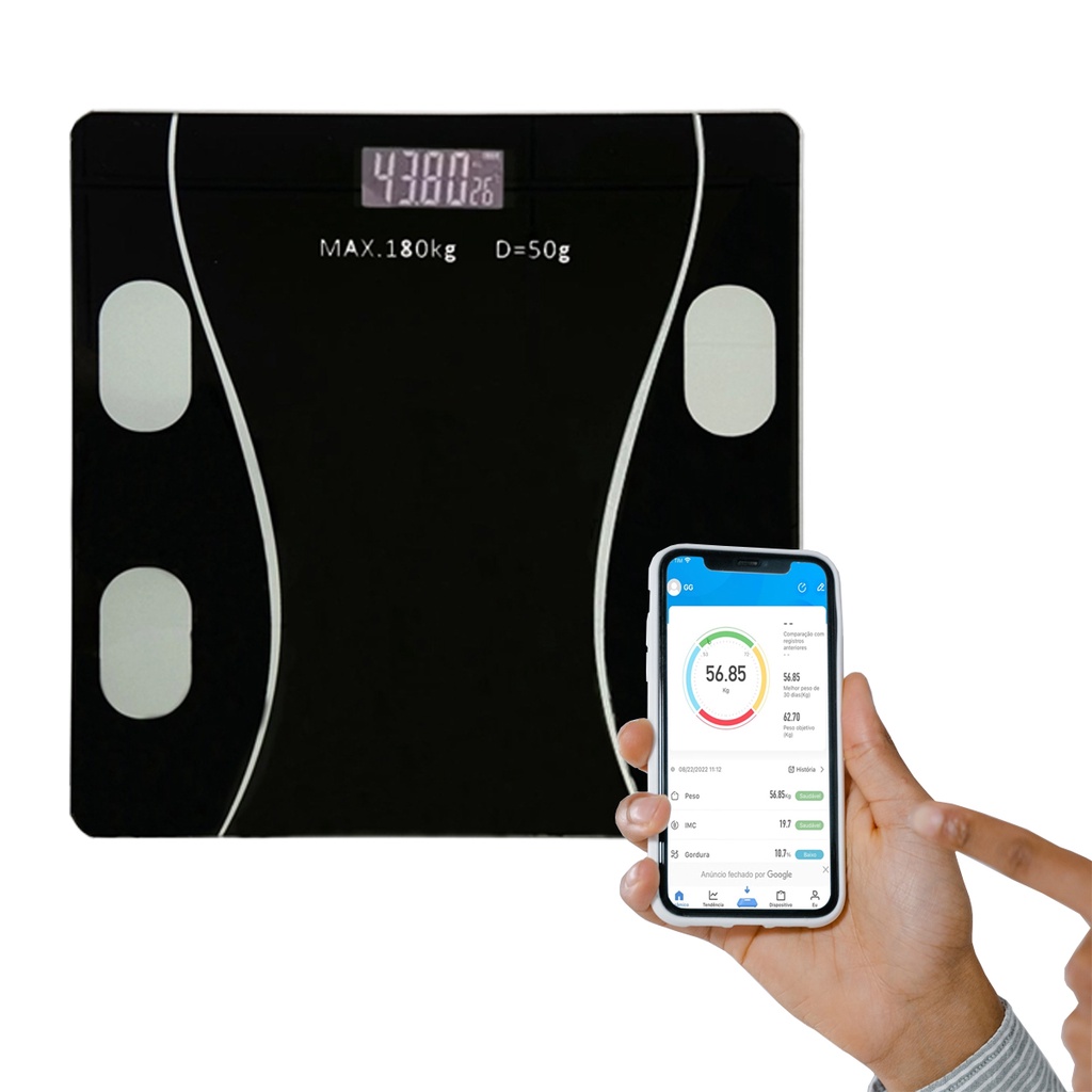 Balança Bioimpedância Corporal Digital com Bluetooth | Shopee Brasil