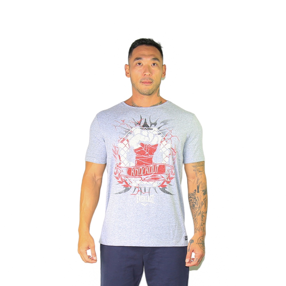 Camiseta Everlast Nocaute Algodão Masc Cinza - Women Clothes