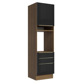 Torre Quente Madesa Lux 60 cm 1 Porta 3 Gavetas - Rustic/Preto em Oferta na Shopee