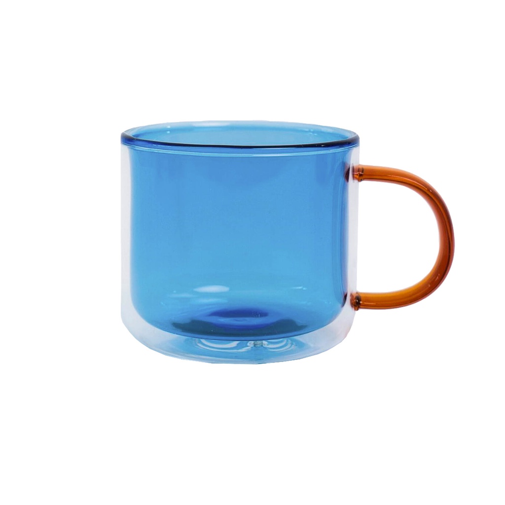 caneca xícara de vidro borossilicato para café/chá com alça e parede dupla – oikos - Home & Living