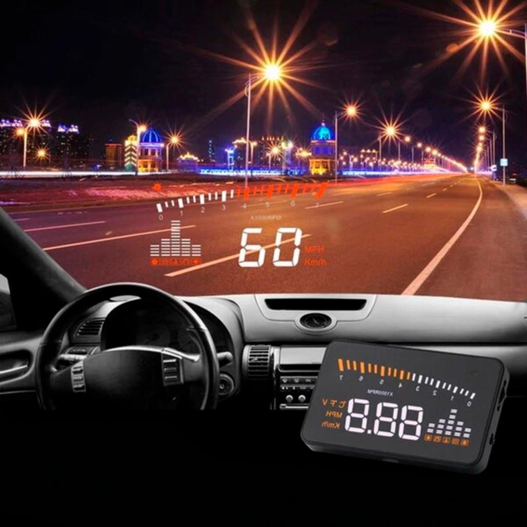 Velocimetro Contagiros Digital Automotivo Para-brisa Computador de Bordo HUD OBD II 3.5 Polegadas