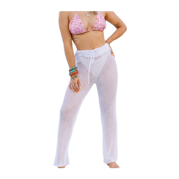 Saida de Praica Calça de Praia em Tricot Saída Banho Feminina