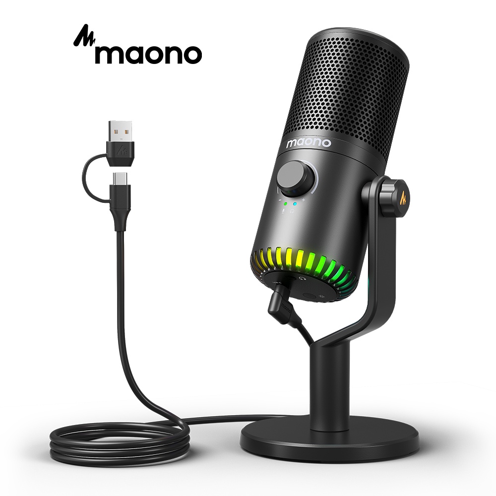 Microfone USB Maono DM30 Condensador Mic RGB Para Jogos Gamer Com Ganho E Light PC , Computador , Telefone , Gravação , Transmissão Ao Vivo