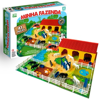 Minha Fazenda Brinquedo Infantil De Montar Fazendinha 41 Peças Tabuleiro Rancho Animais Cercas Nig em Oferta na Shopee