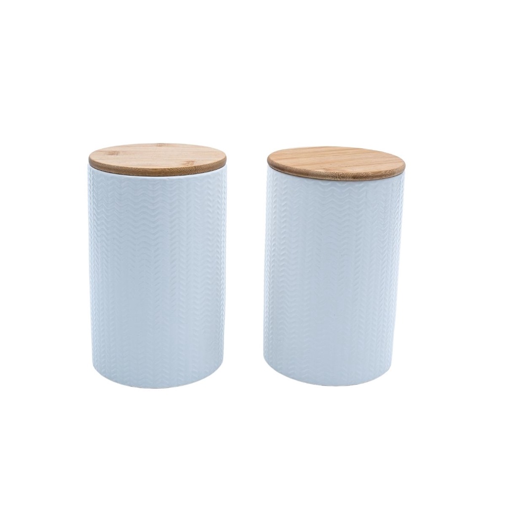 Kit 2 potes dolomita com tampa de bambu zig zag 1,5l - Oikos em Oferta na Shopee