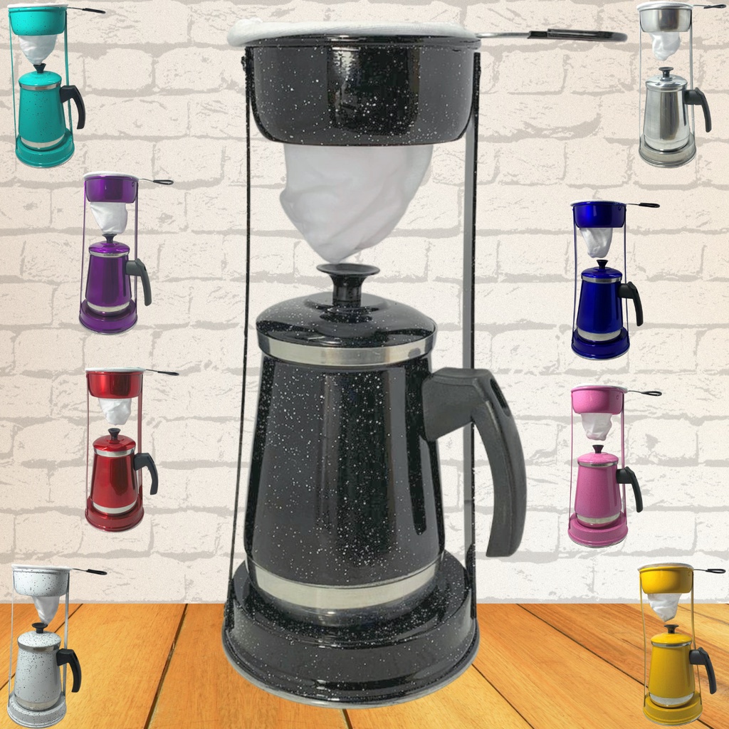 Bule Com Mancebo Coador De Café colorido Retro em Alumínio Mariquinha Cafeteira