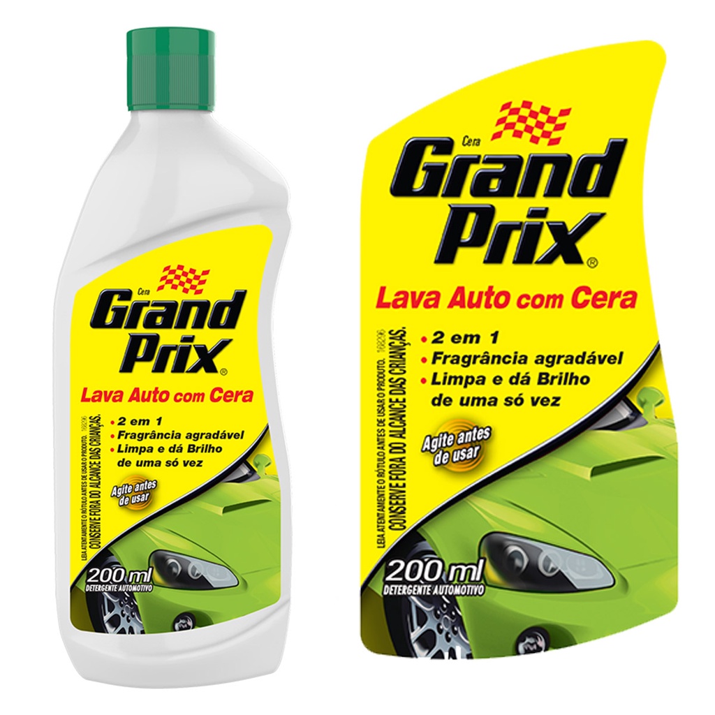 Lava Auto Tradicional Liquido 200ml Grand Prix 1 Un Shampoo de Carro Alto Poder de Limpeza com Cera