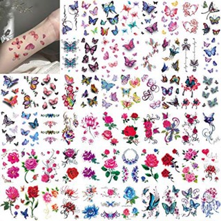 30pcs 3D Flores De Borboleta Adesivos Tatuagem Temporária Pequena Falsa À Prova D