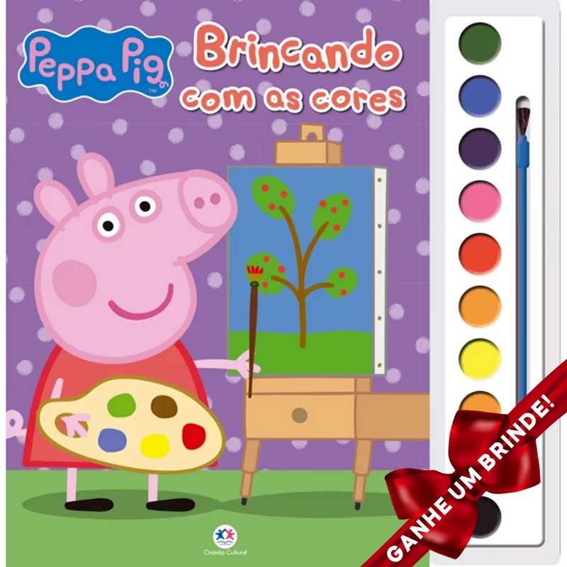 Livro Colorir com Aquarela Peppa Pig - Brincando com as Cores Crianças Filhos Infantil Desenho História Brincar Pintar