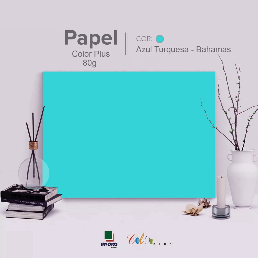 Papel Color Plus 80g 30x60 - Azul Turquesa (Bahamas) - 21 Folhas