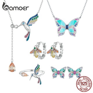 Bamoer Prata Esterlina 925 Coleção De Jardim De Primavera Colorida Conjunto De Jóias De Moda Para Mulheres E Estudantes