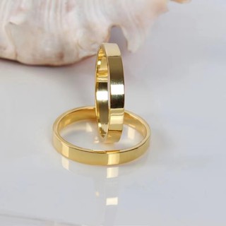 Aliança anel Aço INOX PARA Casamento QUADRADO DOURADO 4mm/6mm