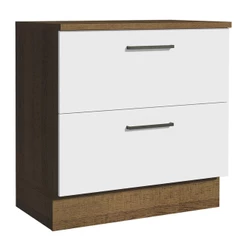 Balcão Armário de Cozinha 80 cm 2 Gavetas Rustic/Branco Agata Madesa