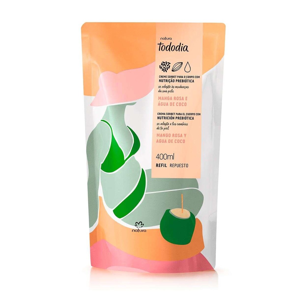 Refil Creme Nutritivo Corpo Tododia Manga Rosa e Água De Coco 400ml - Natura em Oferta na Shopee