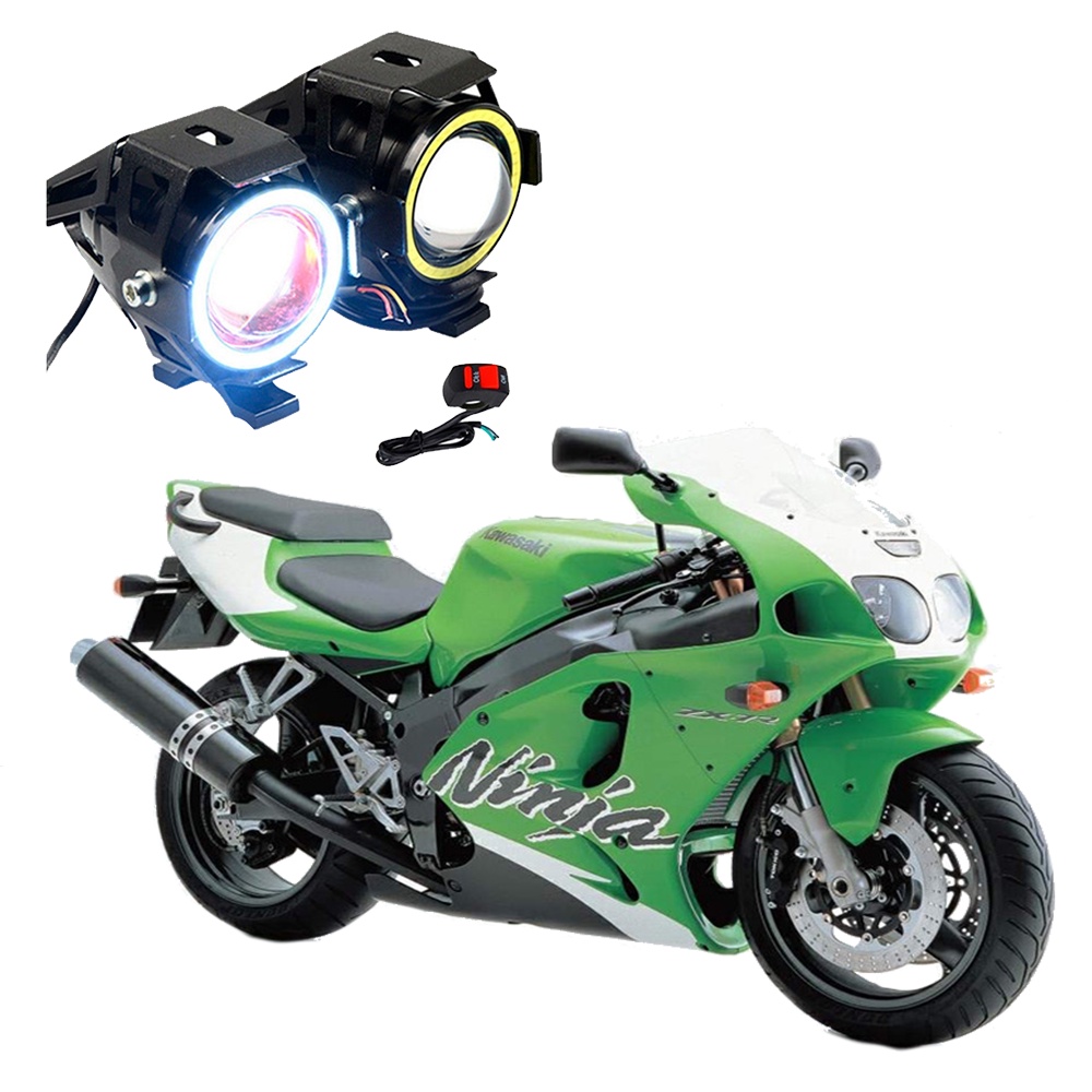 Par Farol de Milha Angel Eye U7 para Moto Kawasaki NINJA ZX 7 750CC 2001 2002 2003 2004 2005 2006 2007 até 2022