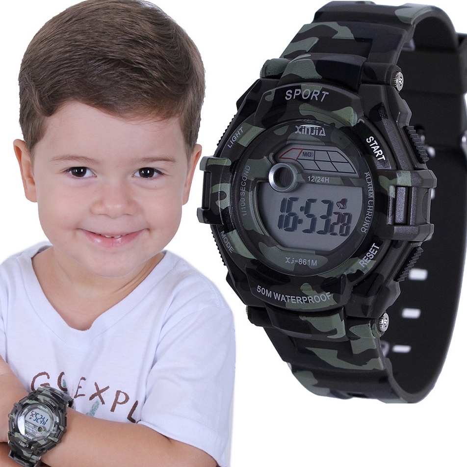 Relógio Infantil Digital Sport Luz Led Camuflado a Prova Dagua Masculino X Feminino