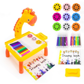 Kid Mini Projeção Tablet Crianças Lápis De Cor Desenho Conjunto De Ferramentas De Aprendizagem Educacional Menino Menina Brinquedo Por 3 Anos Presente