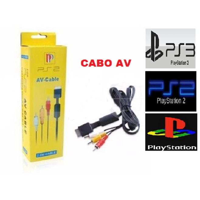 cabo AV RCA de audio e video para playstation PS1/PS2/PS3