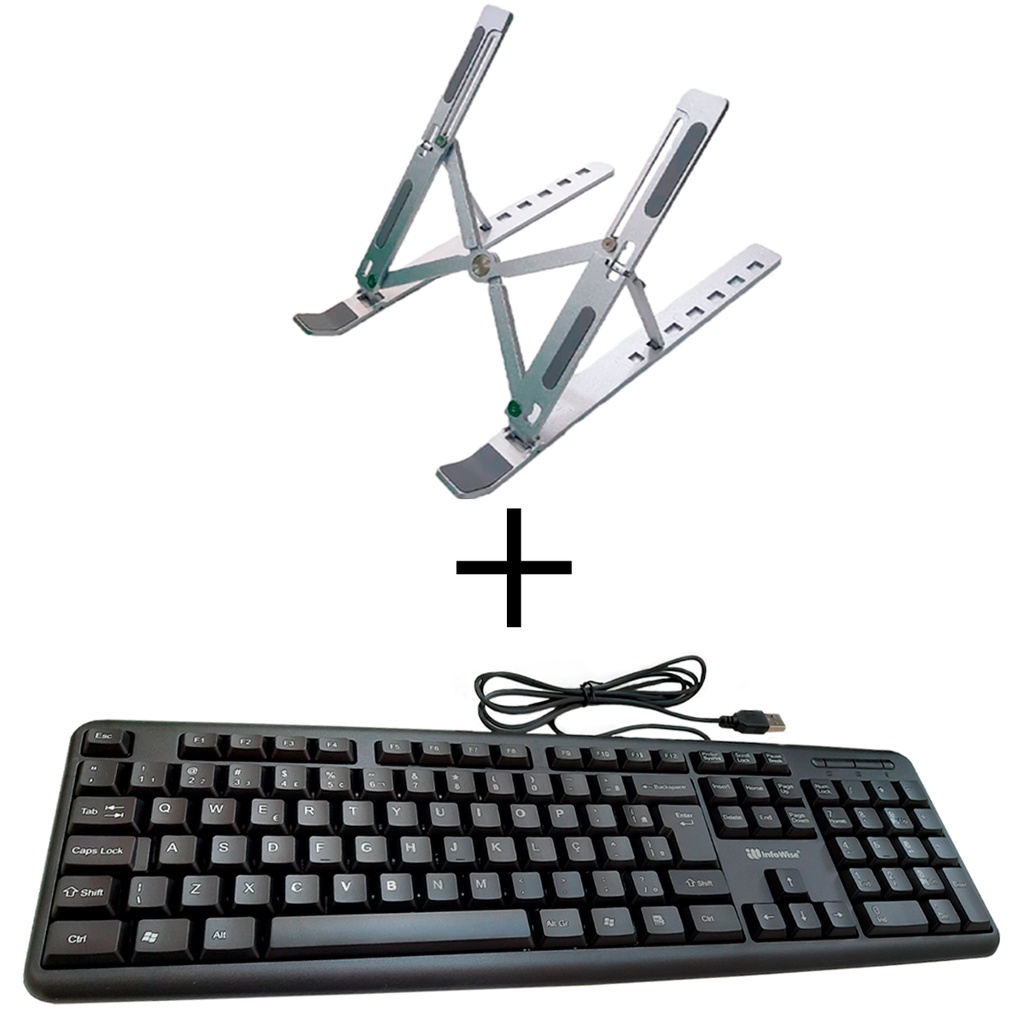 Teclado com fio Abnt2  + Suporte Para Notebook Acer Aspire  qte