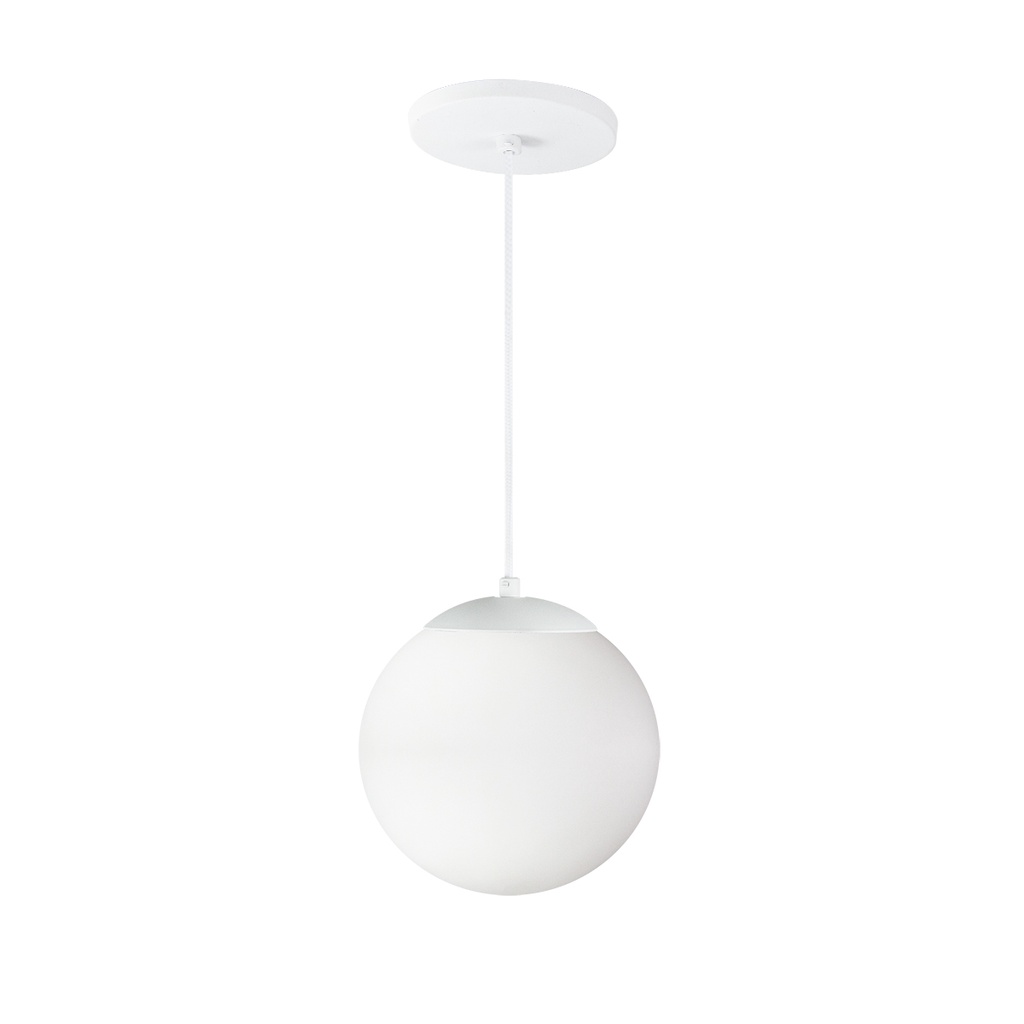 Pendente Globo Esfera de Vidro Branco Fosco 20cm - BRANCO
