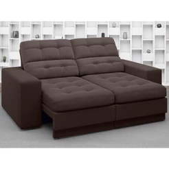 Sofá Jobim 1,70m Assento Retrátil e Reclinável Velosuede Chocolate - NETSOFAS