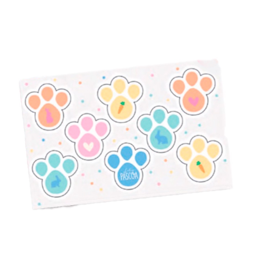 Cartela Adesiva Pegadas Coloridas G Bliss - 16 Adesivos - 2 unidades - Cromus Páscoa - Rizzo