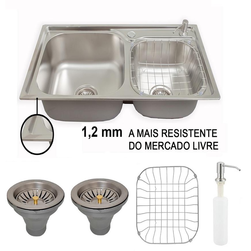 Cuba Dupla Pia Aco Inox Gourmet Cozinha E Acessorios