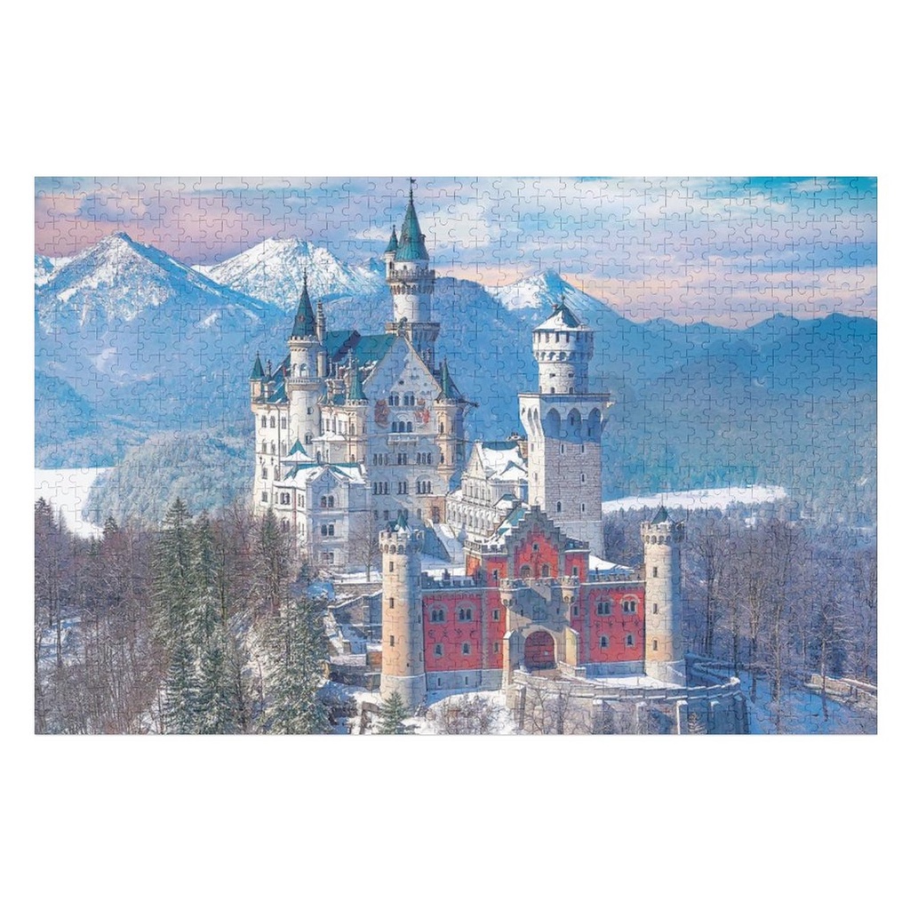Castelo Neuschwanstein No Inverno Quebra-Cabeça De 300 Peças 500 Impressão Em Cores Descompressão 1000 De Madeira E Laze