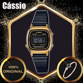 [Relógio + Pulseira] Relógio Cássio Mini Original Feminino Retrô Wr Digital Led Eletronic Vintage com a caixinha La670wegb-1b