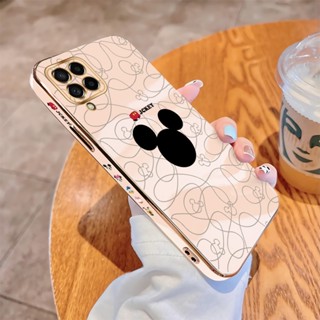 Capa De Para Samsung Galaxy M53 M33 M23 5G M62 F62 M32 M22 M12 Desenho Animado Mickey Mouse Capinha Traseira Borda Quadrada Revestimento Luxuoso De Celular Macia
