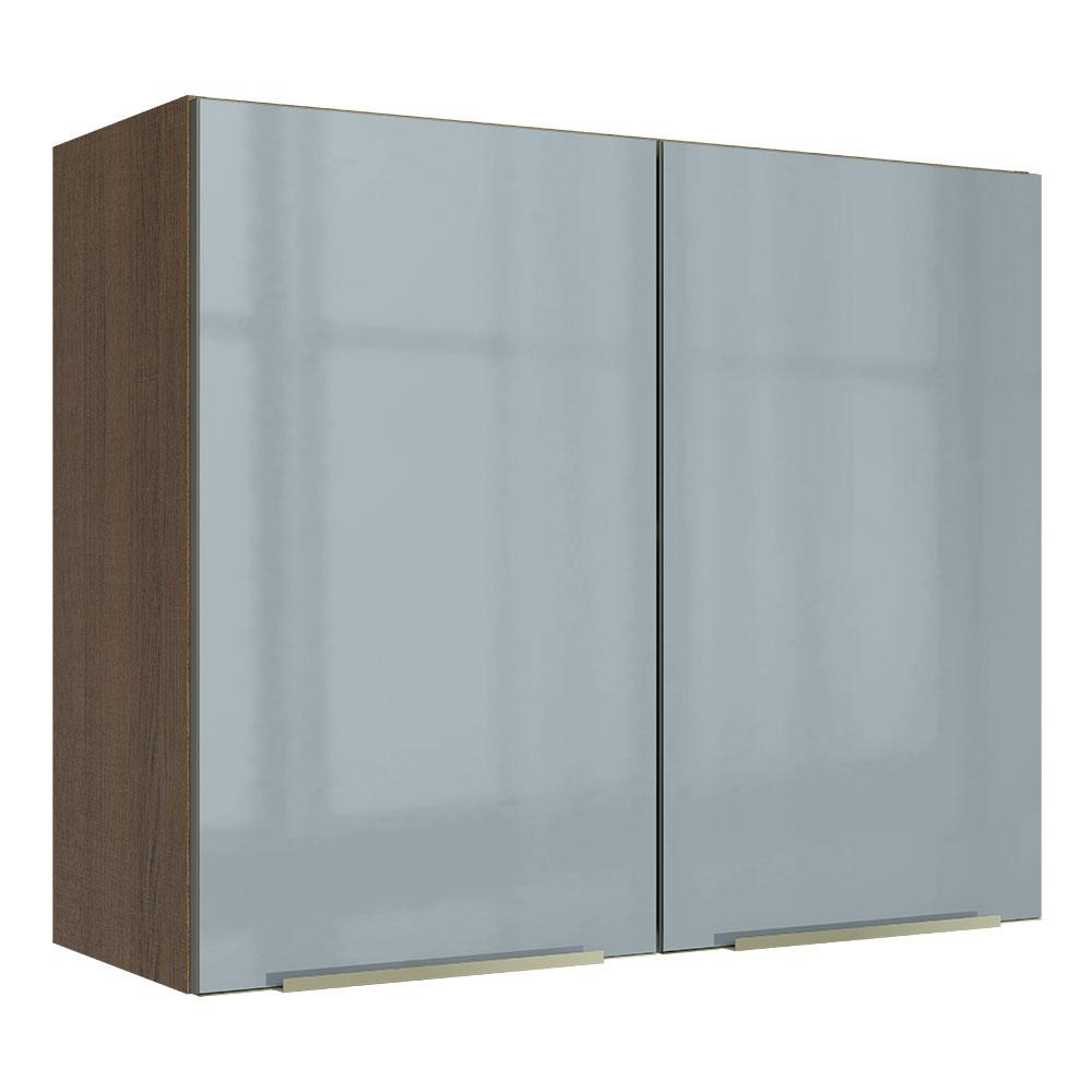 Armário Aéreo Madesa Lux 80 cm 2 Portas - Rustic/Cinza - Home & Living