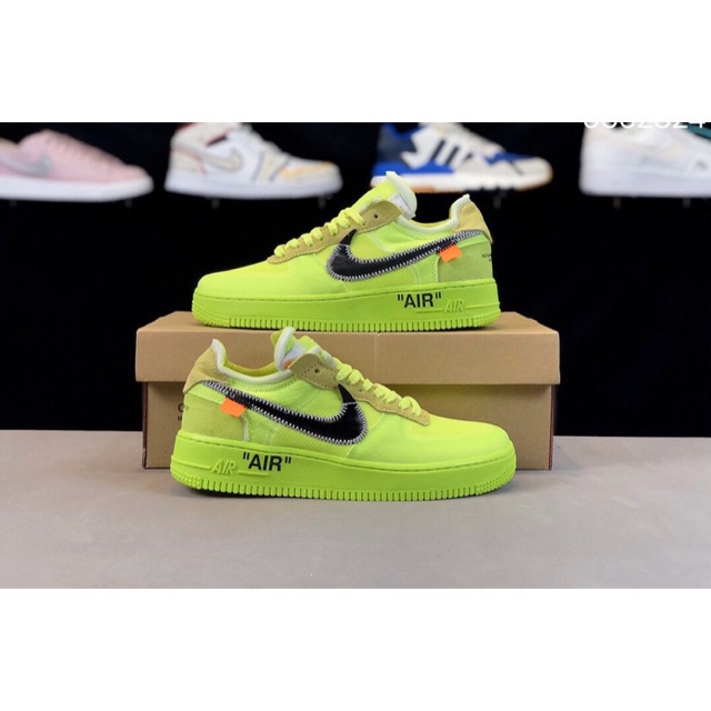 Readystock Off-White x Nike Air Force 1 Tênis Esportivo Verde Claro