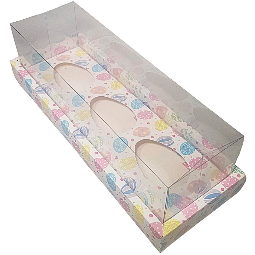 Caixa Ovo de Colher Triplo - Meio Ovo de 50g a 80g - Ovos Coloridos  - 5 unidades - Assk