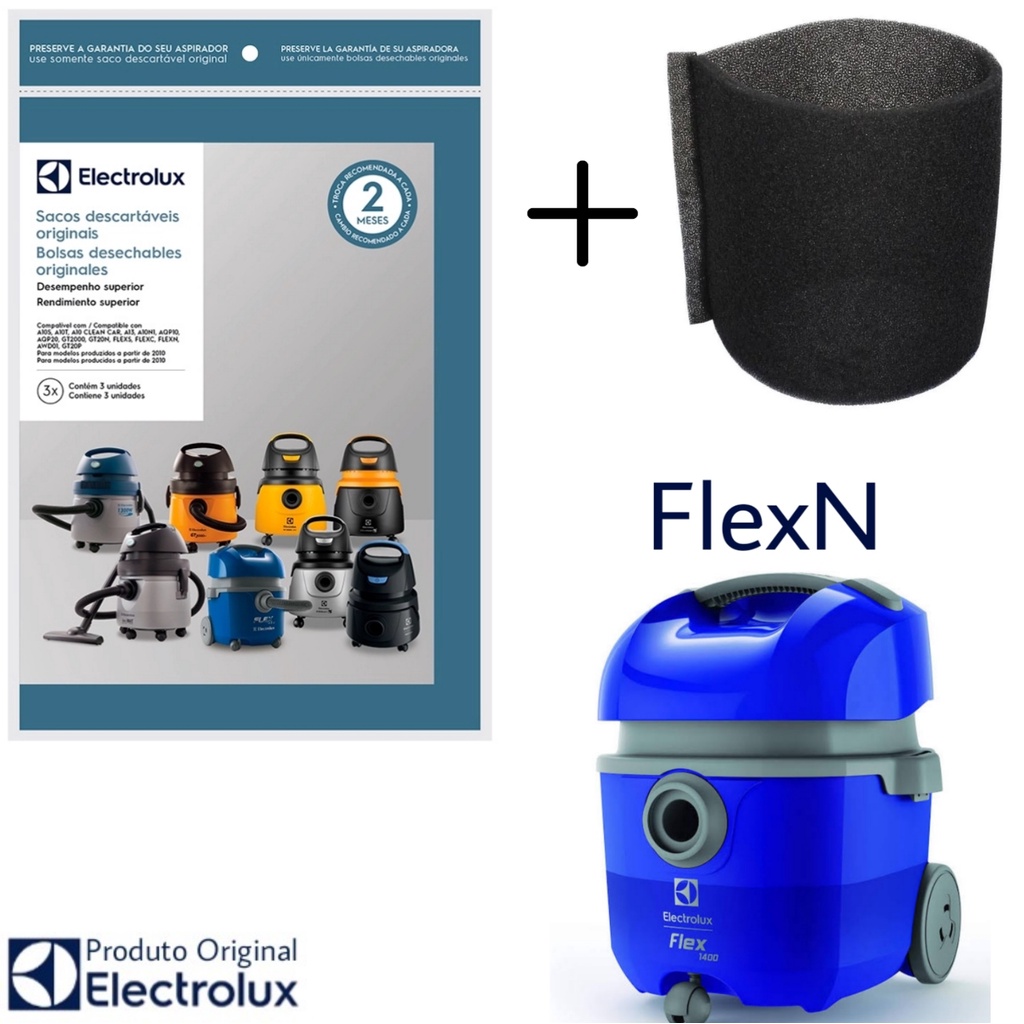 Kit 3 Sacos Aspirador de Pó Electrolux Original + Filtro - FLEX N (CSE10) em Oferta na Shopee