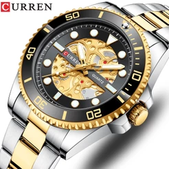 CURREN Relógio Masculino Marca Original Moda Casual Negócios Esportes Ponteiro Luminoso De Aço Inoxidável À Prova 8412 X