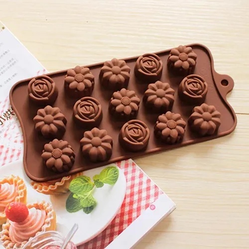 Molde de Silicone Para Chocolate e Bombom Doces Páscoa - Rosa - Para Confeitaria Artesanato