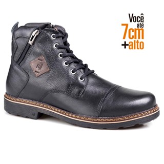 Bota Rafarillo Masculina Couro Zíper Aumenta Altura Casual