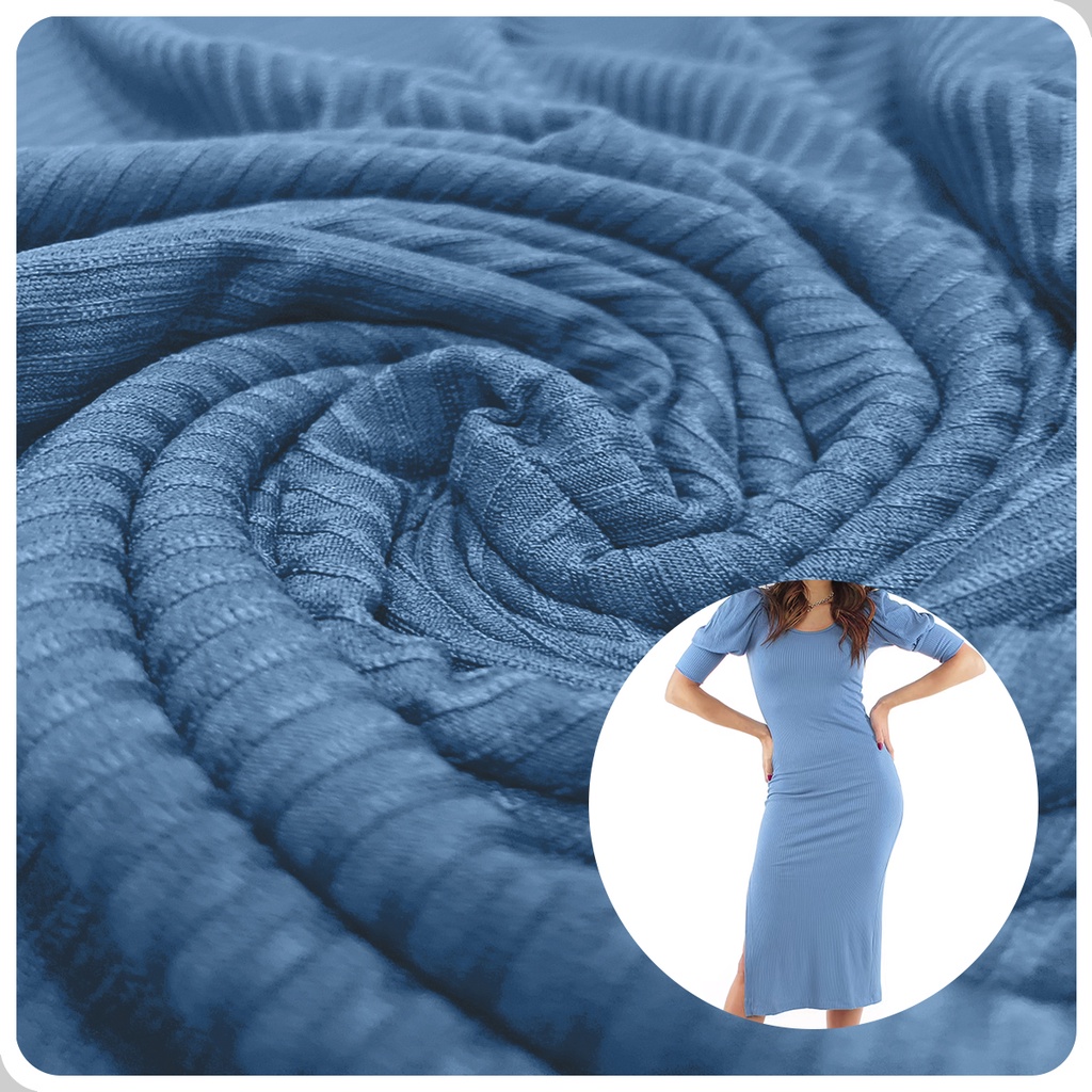 Tecido Malha Canelada Liso 1m x 1,50m idela para moda casual, vestidos blusas e saias